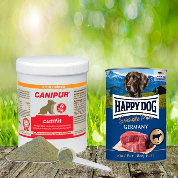 Canipur cutifit 500 g + 400 g Happy Dog Sensible Pure Germany (Rind) geschenkt