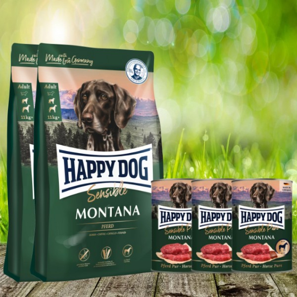 Happy Dog Supreme Montana 2 x 10 kg + Happy Dog Sensible Pure Montana 3 x 400 g