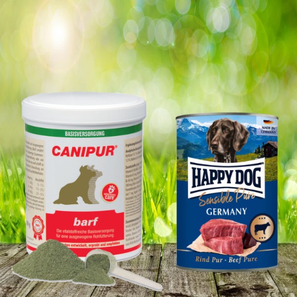 Canipur barf 500 g + 400g Happy Dog Sensible Pure Germany (Rind) geschenkt