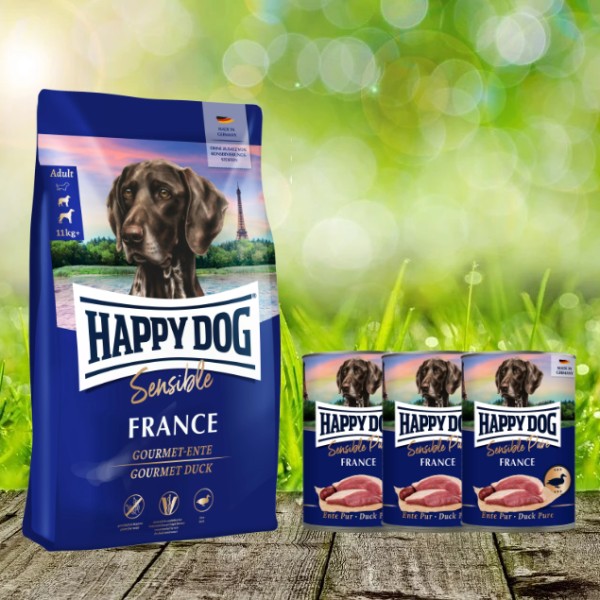 Happy Dog Supreme France 11 kg + Happy Dog Sensible Pure France 3 x 400 g