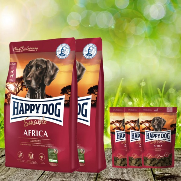 25 kg Happy Dog Supreme Africa 2 x 12,5 kg + 3 x 100 g. Happy Dog Soft Snack Africa geschenkt
