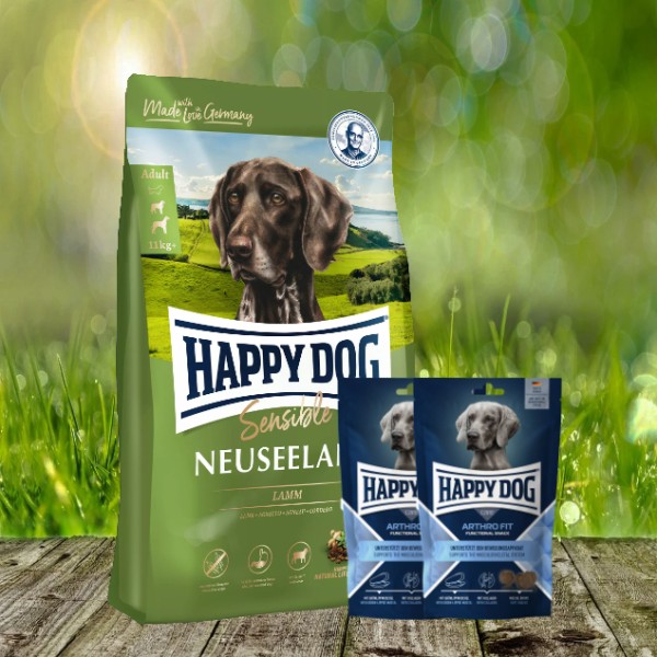 Happy Dog Supreme Sensible Neuseeland 12,5 kg + Happy Dog Care Snack Arthro Fit 2 x 100 g *geschenkt