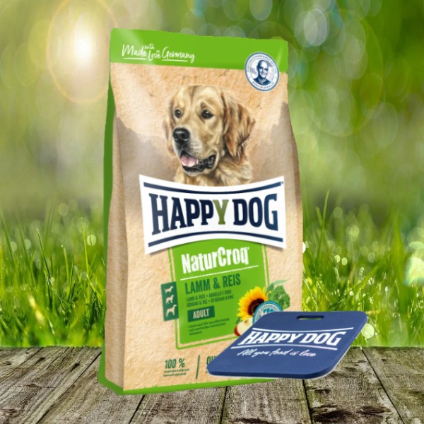 Happy Dog Premium NaturCroq Lamm und Reis 15 kg + Happy Dog Sitzkissen *geschenkt*