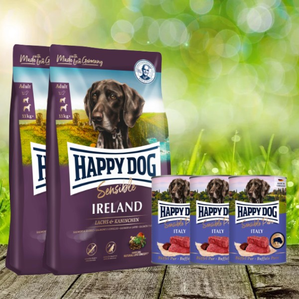 Happy Dog Supreme Sensible Ireland 2 x 12,5 kg + Happy Dog Sensible Pure Italy 3 x 400 g