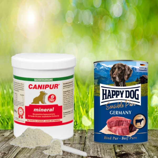 Canipur mineral 1000 g + 400 g Happy Dog Sensible Pure Germany (Rind) geschenkt