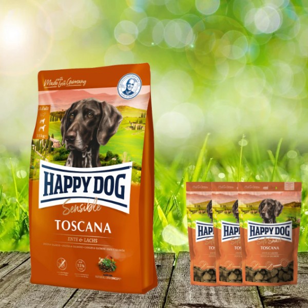 Happy Dog Supreme Toscana 12,5 kg + 3 x 100 g. Happy Dog Soft Snack Toscana geschenkt