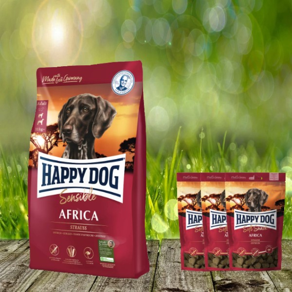 Happy Dog Supreme Africa 12,5 kg + 3 x 100 g Happy Dog Soft Snack Africa geschenkt