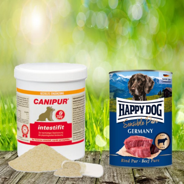 Canipur intestifit 500 g + 400 g Happy Dog Sensible Pure Germany (Rind) geschenkt