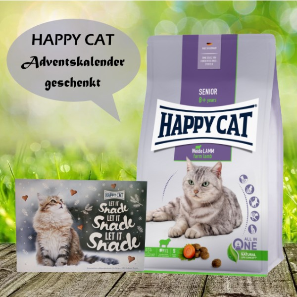 Happy Cat Senior Weide-Lamm 4 kg + Happy Cat Adventskalender 2022 geschenkt