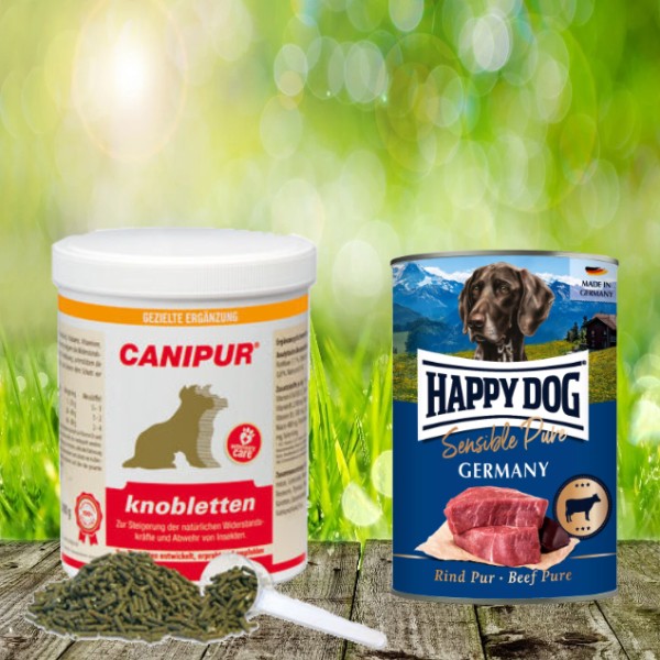 Canipur knobletten 1000 g + 400 g Happy Dog Sensible Pure Germany (Rind) geschenkt