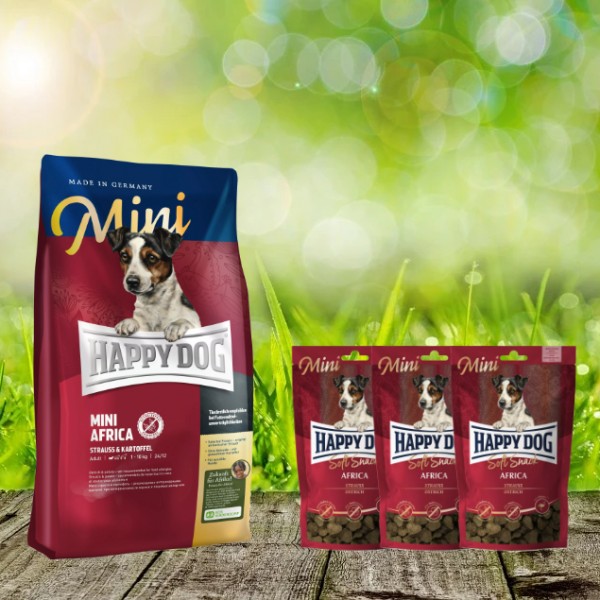 Happy Dog Supreme MINI Africa 4 kg + 3 x 100 g. Happy Dog Soft Snack MINI Africa geschenkt