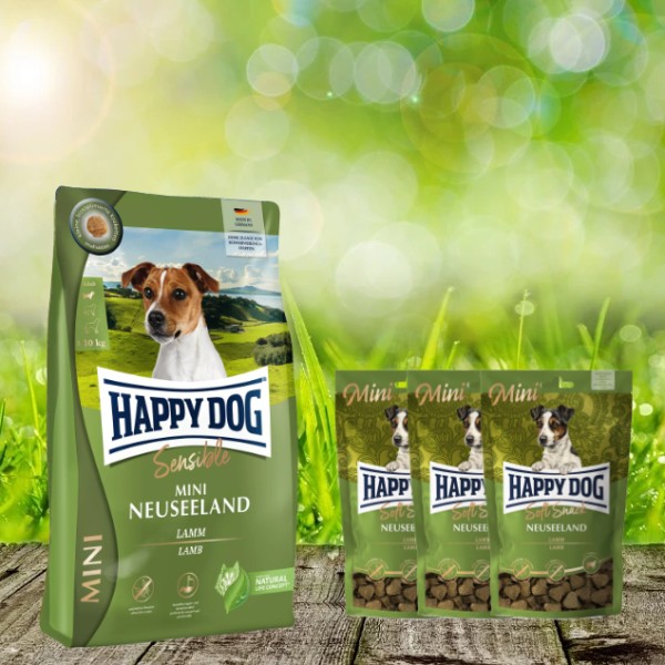 Happy Dog Supreme MINI Neuseeland 4 kg + 3 x 100 g. Happy Dog Soft Snack MINI Neuseeland geschenkt