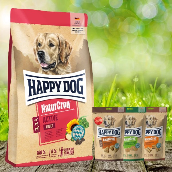 Aktion Happy Dog Naturcroq Active 15 kg + 2 x 700 g NaturCroq Snack geschenkt