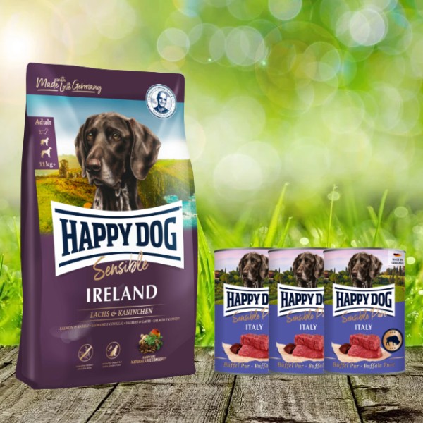 Happy Dog Supreme Sensible Ireland 12,5 kg + Happy Dog Sensible Pure Italy 3 x 400 g