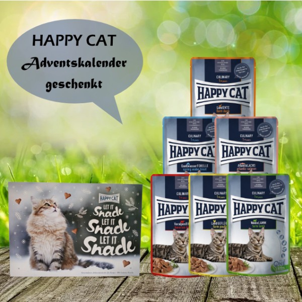 Happy Cat Meat in Sauce Pouches 6fach sortiert (24 x 85 g) + Happy Cat Adventskalender 2022 geschenk