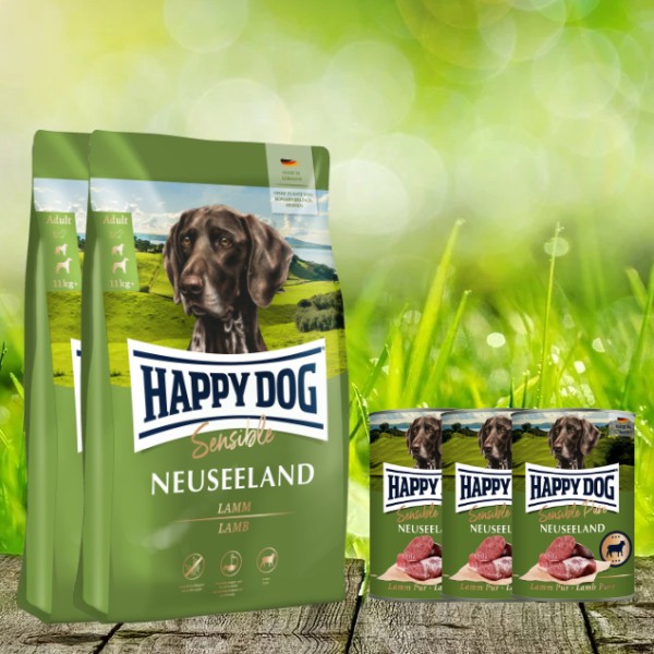 Happy Dog Supreme Sensible Neuseeland 2 x 12,5 kg + Happy Dog Sensible Pure Neuseeland 3 x 400 g