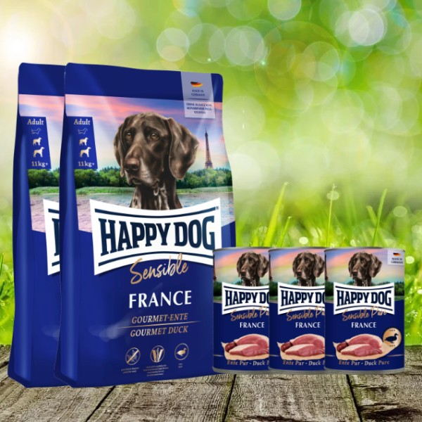Happy Dog Supreme France 2 x 11 kg + Happy Dog Sensible Pure France 3 x 400 g