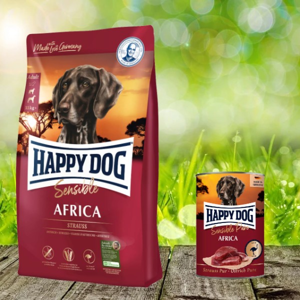 Happy Dog Supreme Sensible Africa + Happy Dog Sensible Pure Africa (Strauß) geschenkt