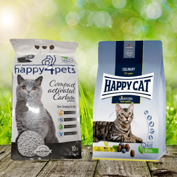 Happy Cat Adult Culinary LandGeflügel 10 kg + Happy4Pets Katzenstreu 10 Liter geschenkt